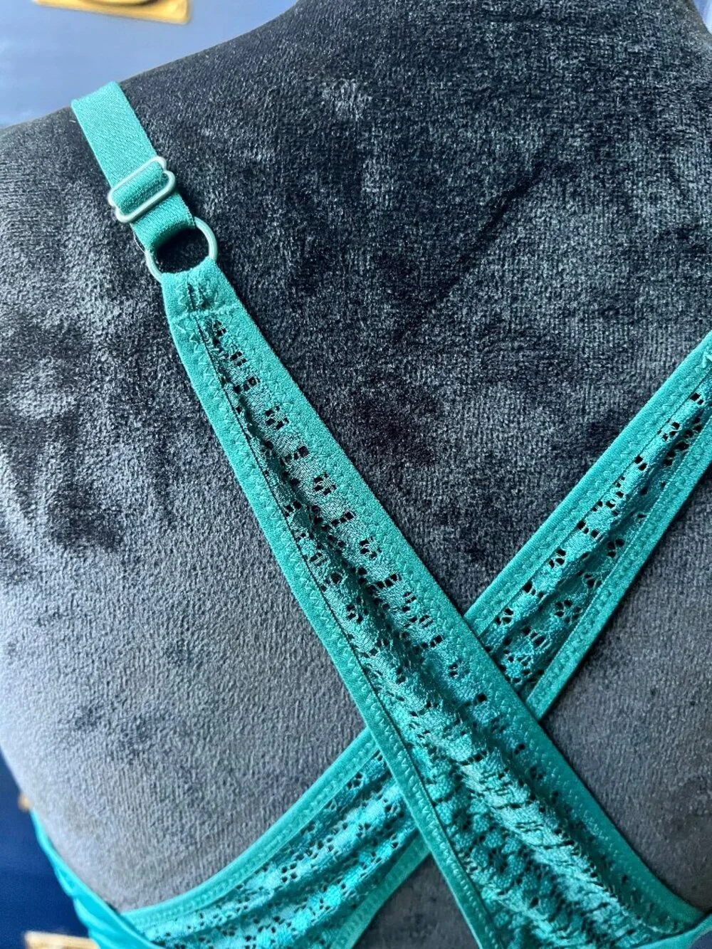 NWT Victoria's Secret Dark Teal Uplift Semi Demi Bra 38C Crossback Racerback